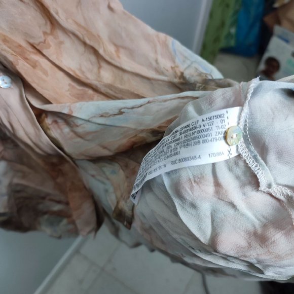 Zara Marble Print Blouse - Cream and Brown - Picture 10 of 13